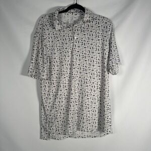 US Open Polo Shirt Mens L White‎ 121st Torrey Pines Golf All Over Print AOP